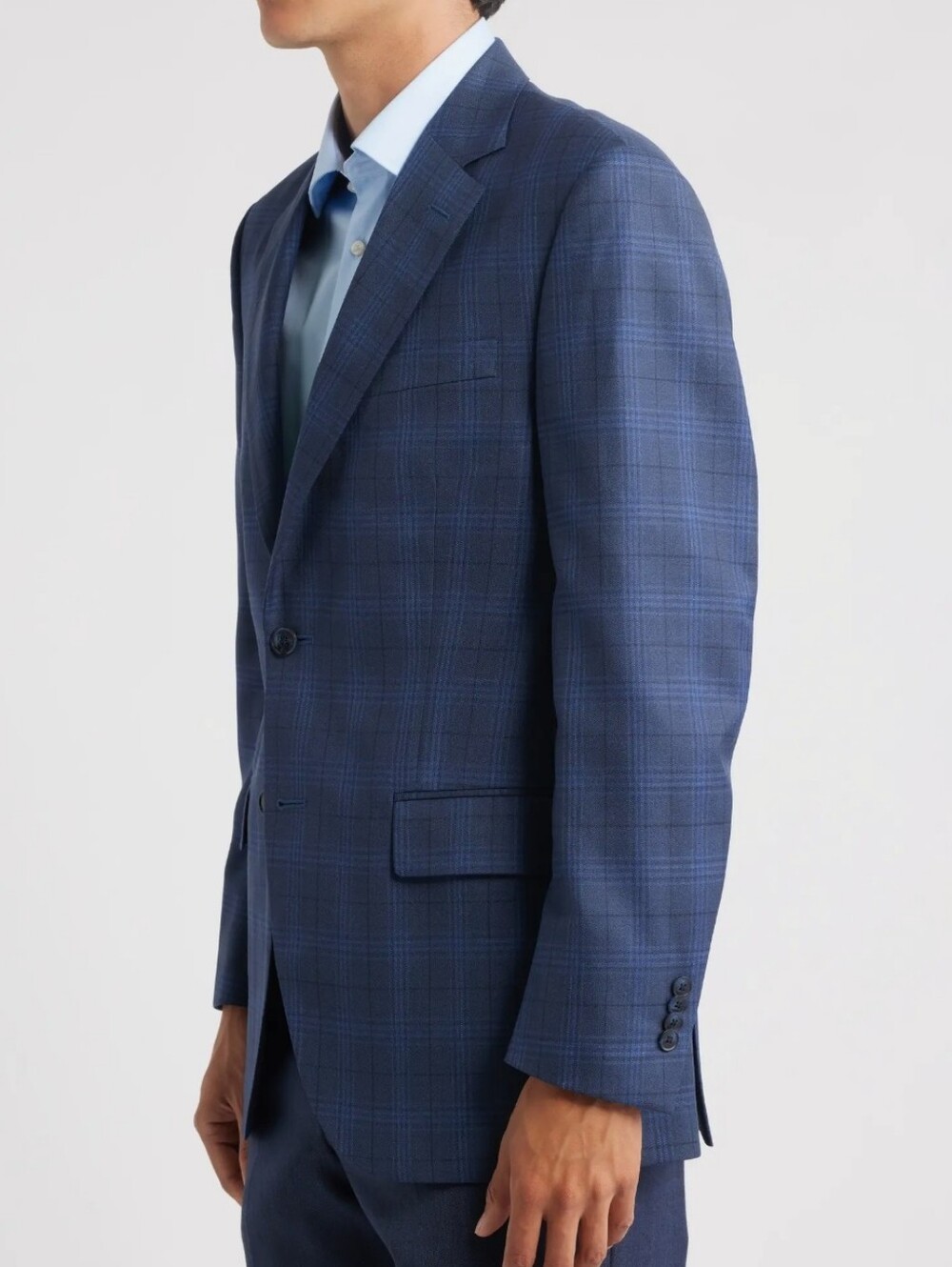 Peter Millar Wool Jacket In Navy Plaid Size 44R